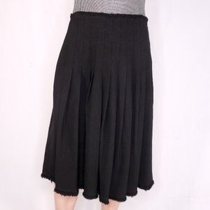 Weekend MaxMara Pleated Fringe Hem Wool Skirt